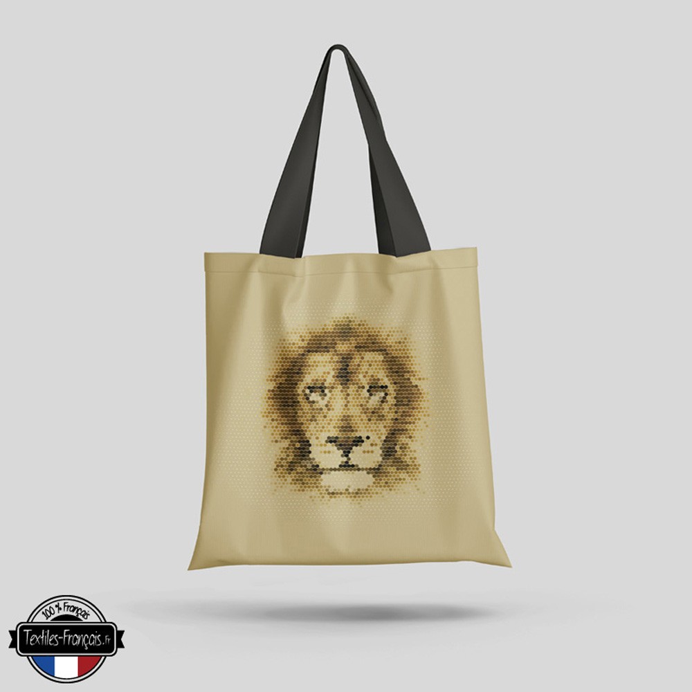 Tote Bag polygonal lion - textiles-francais.fr
